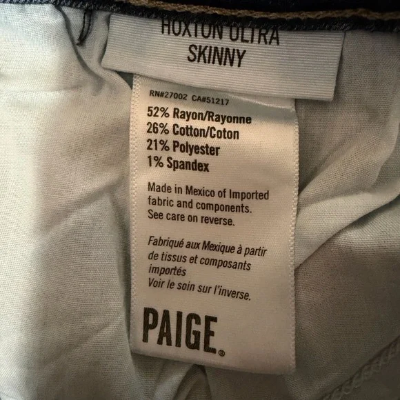 PAIGE Hoxton Ultra Skinny Dark Blue Denim Pants 31 - Picture 5 of 5